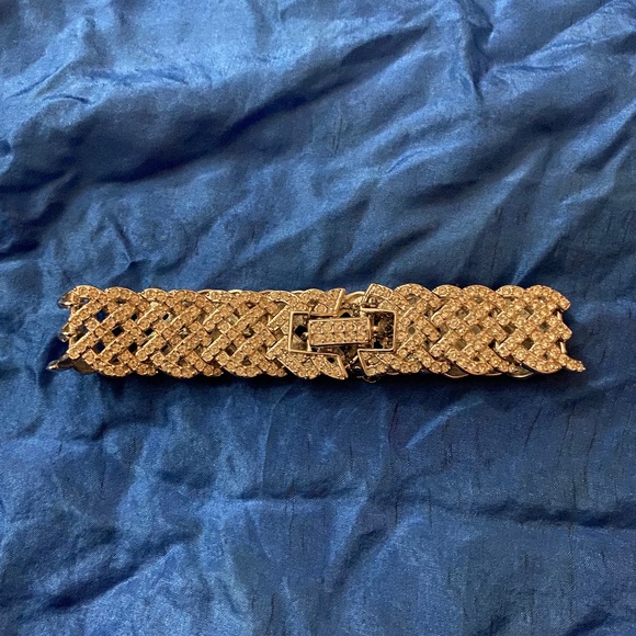 VTG Swarovski Bracelet signed Criss Crossed Weave ~ rhodium plated - Picture 8 of 12